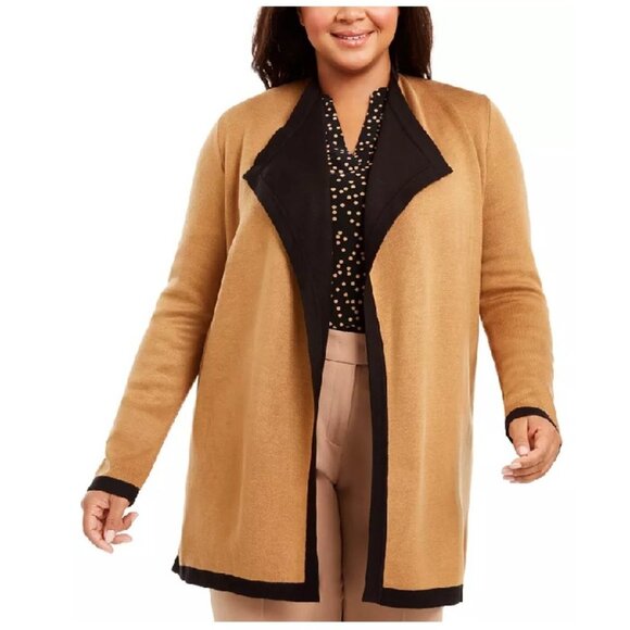 Anne Klein Plus Size Collared Cardigan - Picture 1 of 7